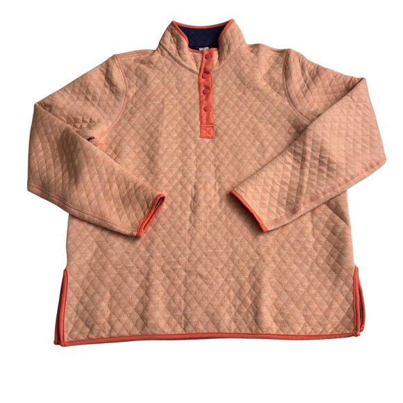 Marine Layer Womens Quilted Snap Pullover Jacket X-Large Peach & Navy nwot - Picture 2 of 12